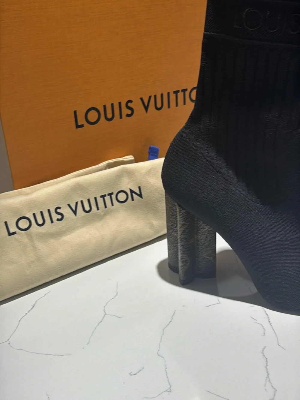 Louis Vuitton Black Knit Silhouette Ankle Boots